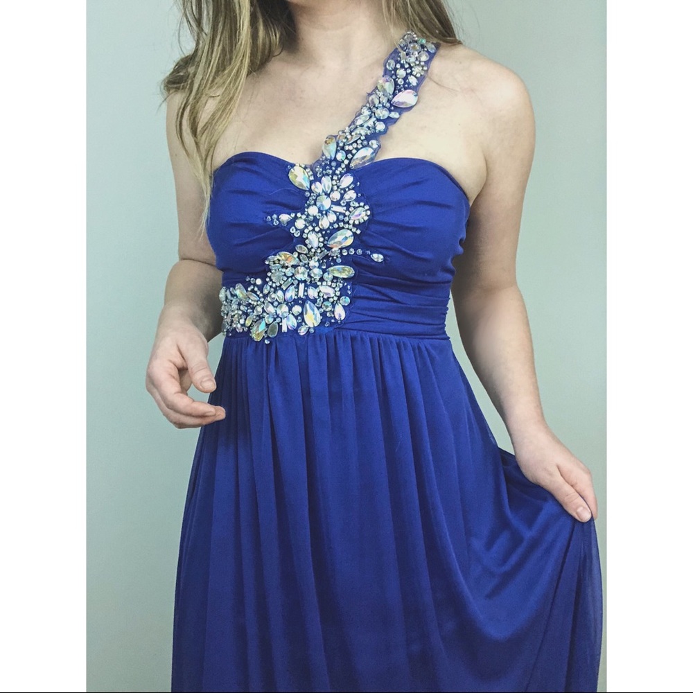 Royal Blue Crystal Ball Gown Prom Dress Cocktail
